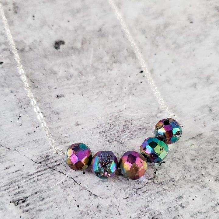 Rainbow Druzy Bar Necklace Salt and Sparkle