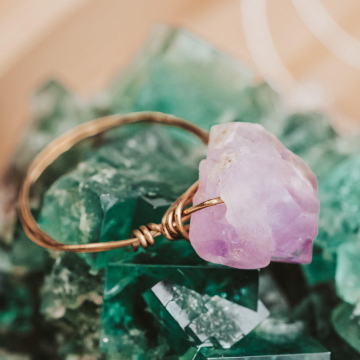 Raw Purple Amethyst Wire Wrapped Statement Ring Salt and Sparkle