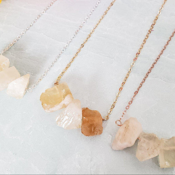 Raw Yellow Citrine Bar Necklace Salt and Sparkle