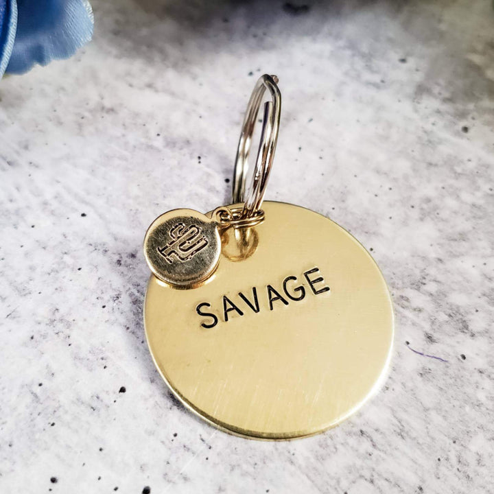 SAVAGE Brass Disc Keychain Salt and Sparkle