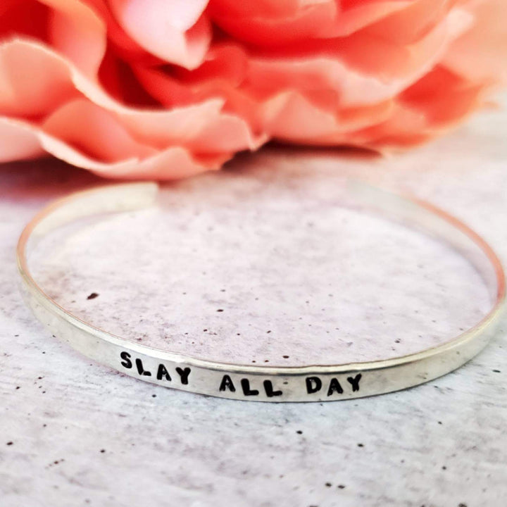 SLAY ALL DAY Skinny Cuff Bracelet Salt and Sparkle