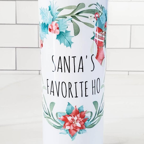 Santa's Favorite Ho Christmas Skinny Tumbler Salt and Sparkle