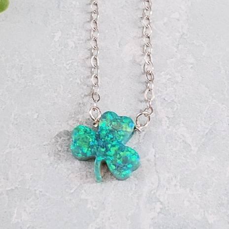 Shamrock Good Luck Charm Necklace Salt and Sparkle