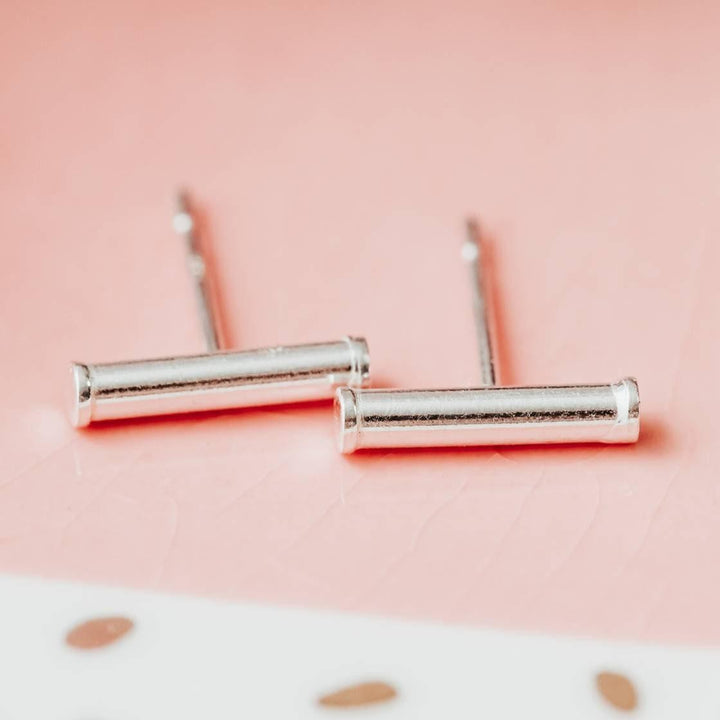 Silver Bar Stud Earrings Salt and Sparkle