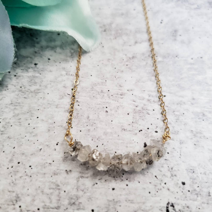 Smokey Herkimer Diamond Bar Necklace Salt and Sparkle