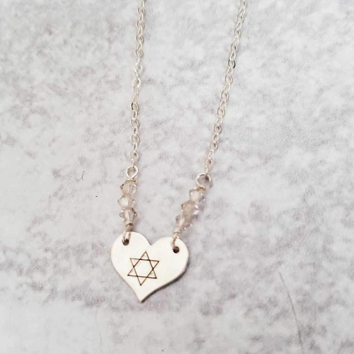 Star of David Heart Necklace Salt and Sparkle