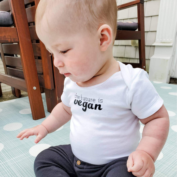 THE FUTURE IS VEGAN Short Sleeve Baby Bodysuit OR Toddler Tee Salt and Sparkle