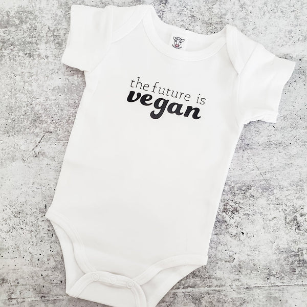 THE FUTURE IS VEGAN Short Sleeve Baby Bodysuit OR Toddler Tee Salt and Sparkle