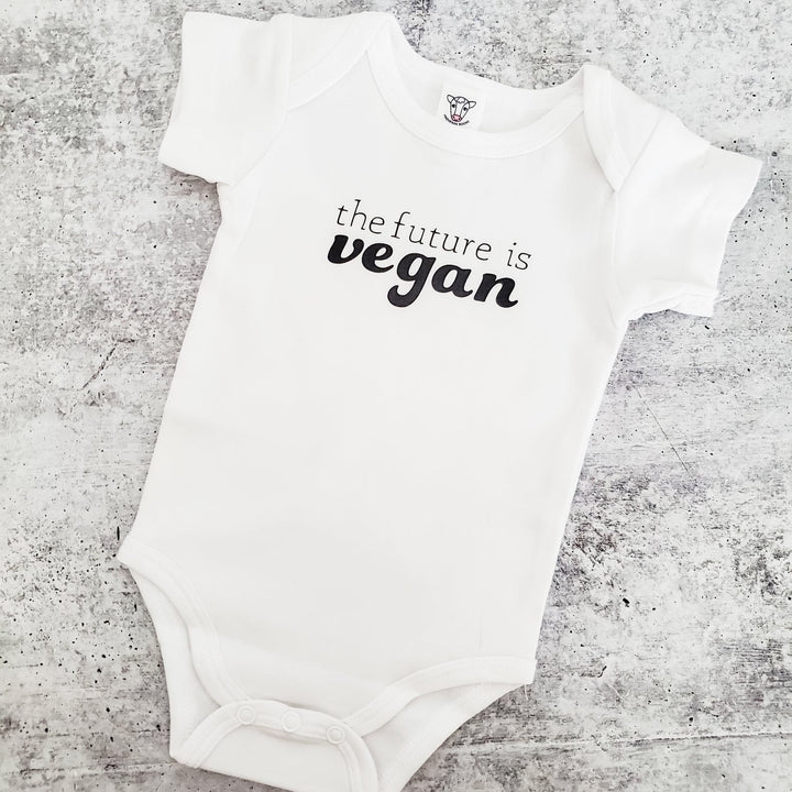 THE FUTURE IS VEGAN Short Sleeve Baby Bodysuit OR Toddler Tee Salt and Sparkle