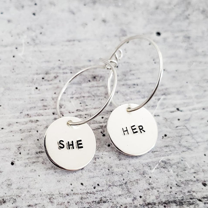 THEY/THEM Pronoun Hoop Earrings Salt and Sparkle