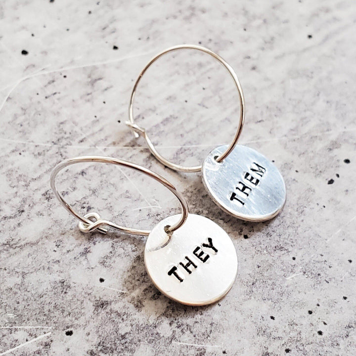 THEY/THEM Pronoun Hoop Earrings Salt and Sparkle