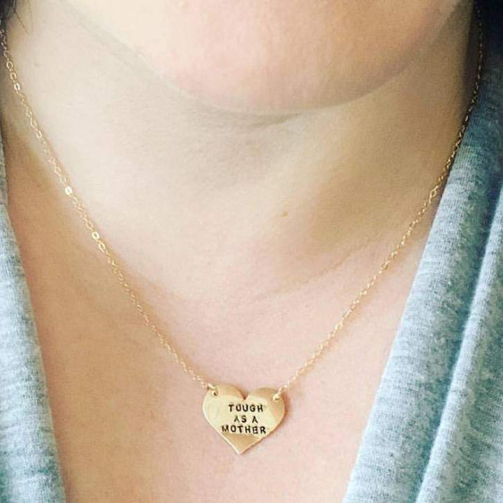 Tough as a Mother Heart Necklace Salt and Sparkle