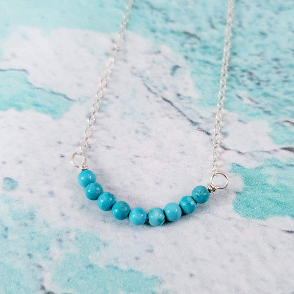 Turquoise Blue Howlite Bar Necklace Salt and Sparkle