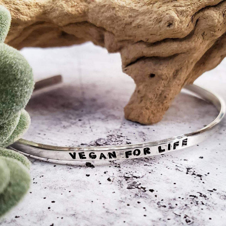 VEGAN FOR LIFE Skinny Cuff Bracelet Salt and Sparkle