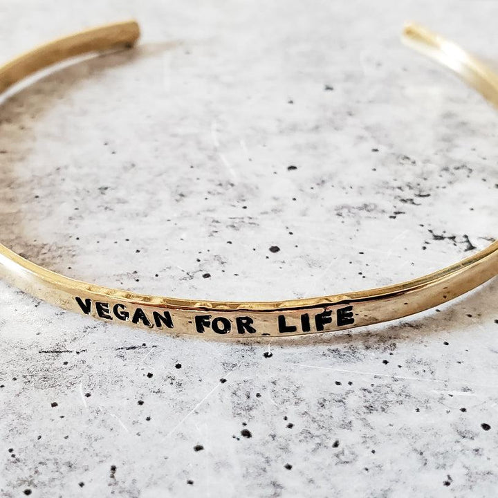 VEGAN FOR LIFE Skinny Cuff Bracelet Salt and Sparkle