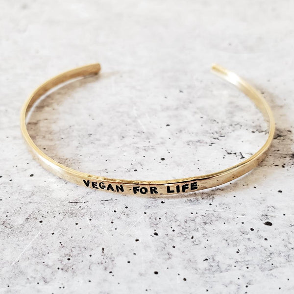 VEGAN FOR LIFE Skinny Cuff Bracelet Salt and Sparkle