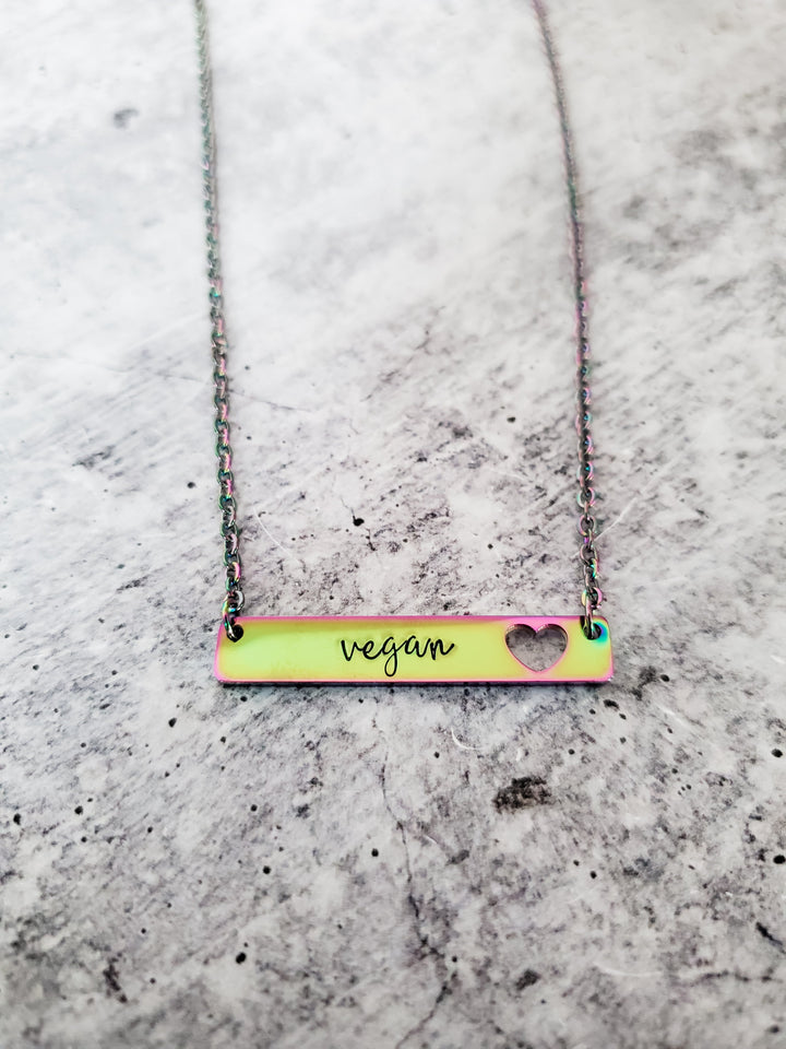 VEGAN Rainbow Bar Necklace Salt and Sparkle