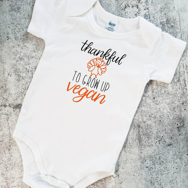 VEGAN THANKSGIVING One Piece Short Sleeve Baby Bodysuit Salt and Sparkle