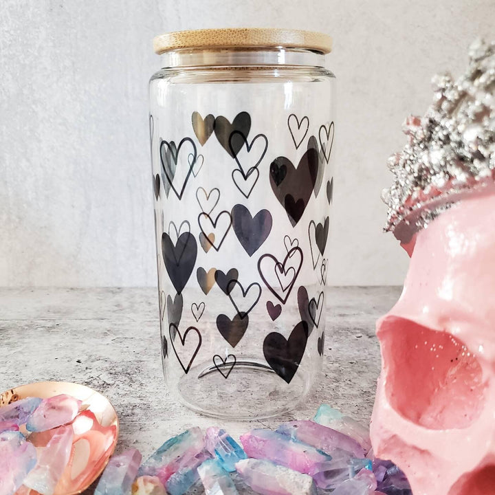 Valentine's Day Heart Glass Can Cup Salt and Sparkle