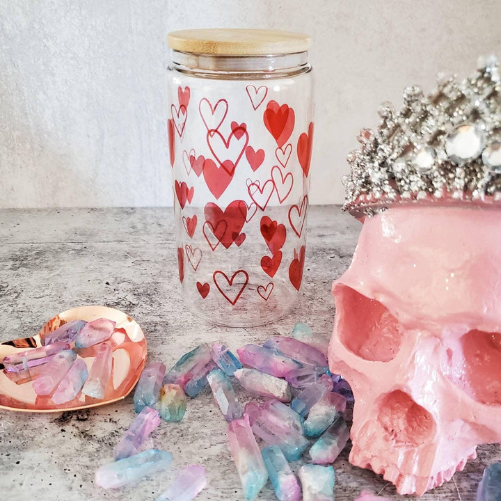 Valentine's Day Heart Glass Can Cup Salt and Sparkle