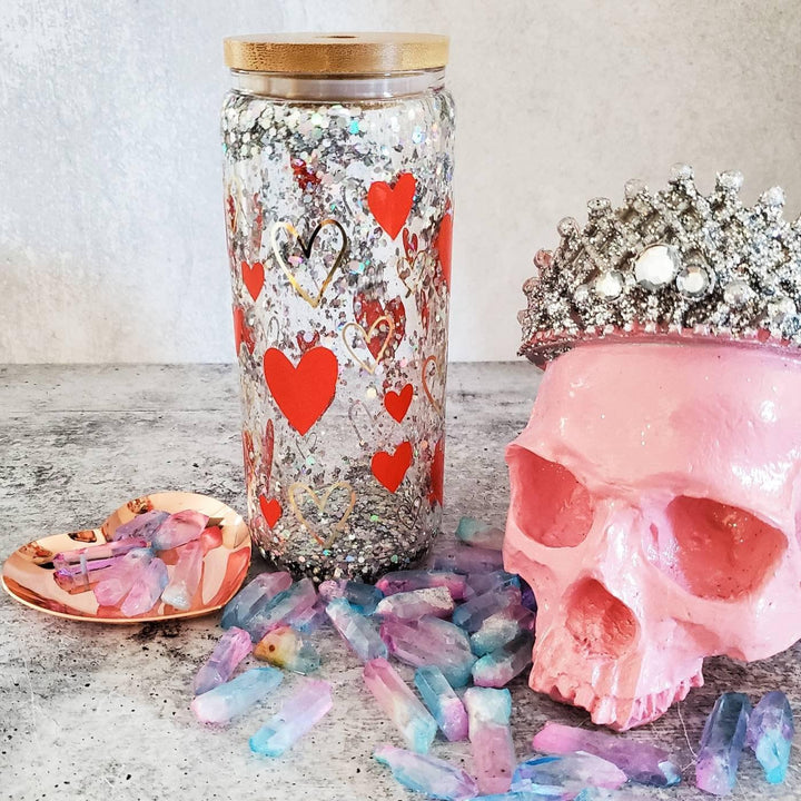 Valentine's Day Heart Snowglobe Glass Salt and Sparkle