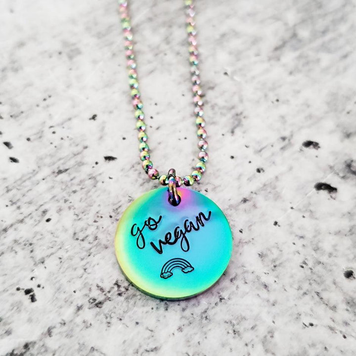 Vegan Rainbow Pendant Necklace Salt and Sparkle