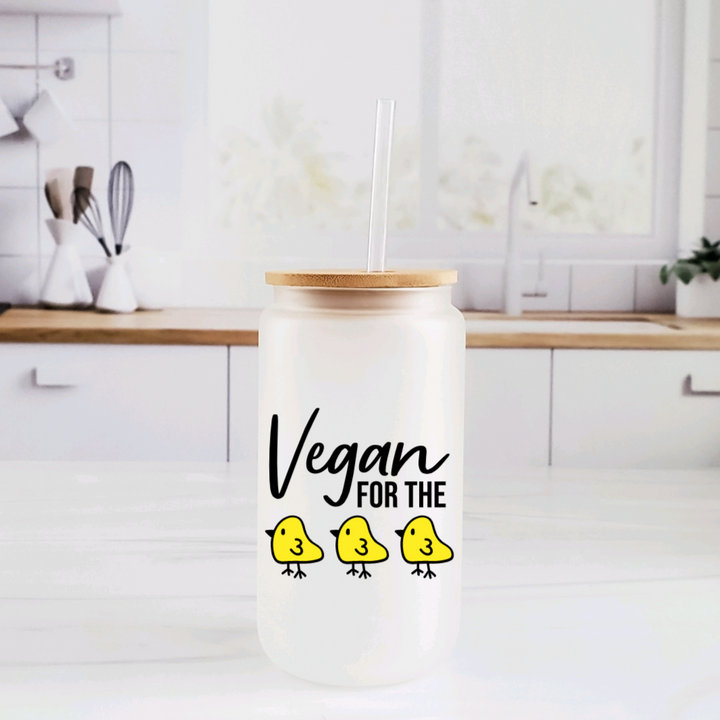 Vegan for the Chicks Glass Can Cup Salt and Sparkle