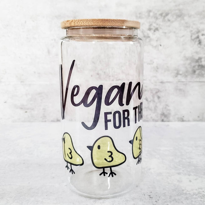 Vegan for the Chicks Glass Can Cup Salt and Sparkle