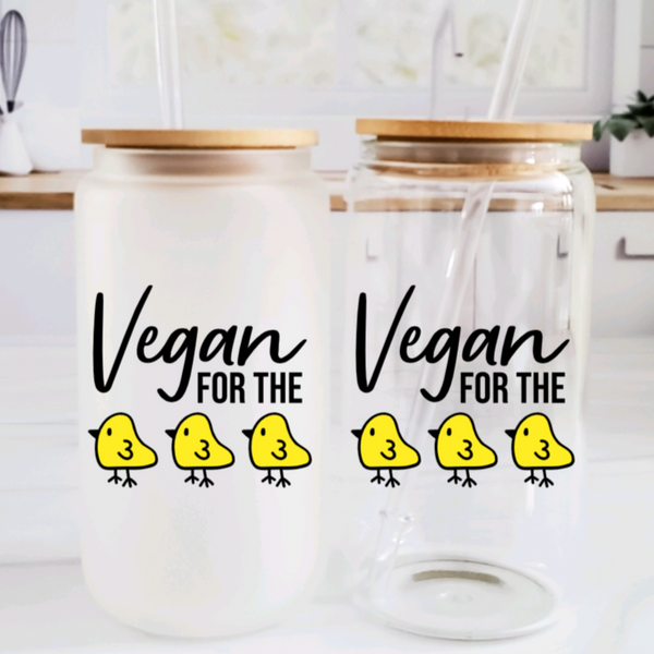 Vegan for the Chicks Glass Can Cup Salt and Sparkle