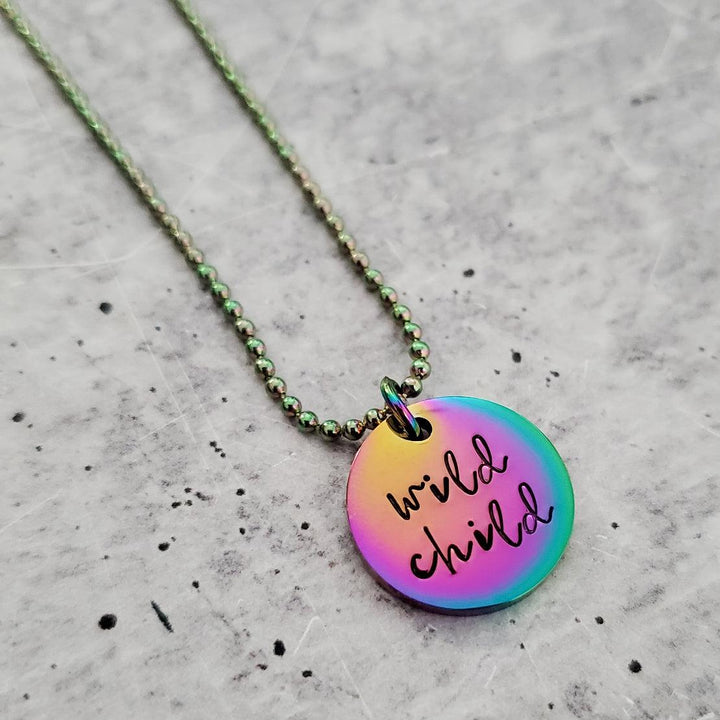 WILD CHILD Rainbow Pendant Necklace Salt and Sparkle