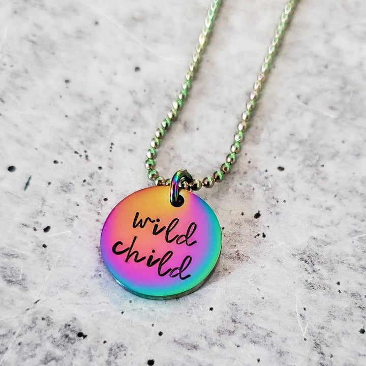 WILD CHILD Rainbow Pendant Necklace Salt and Sparkle