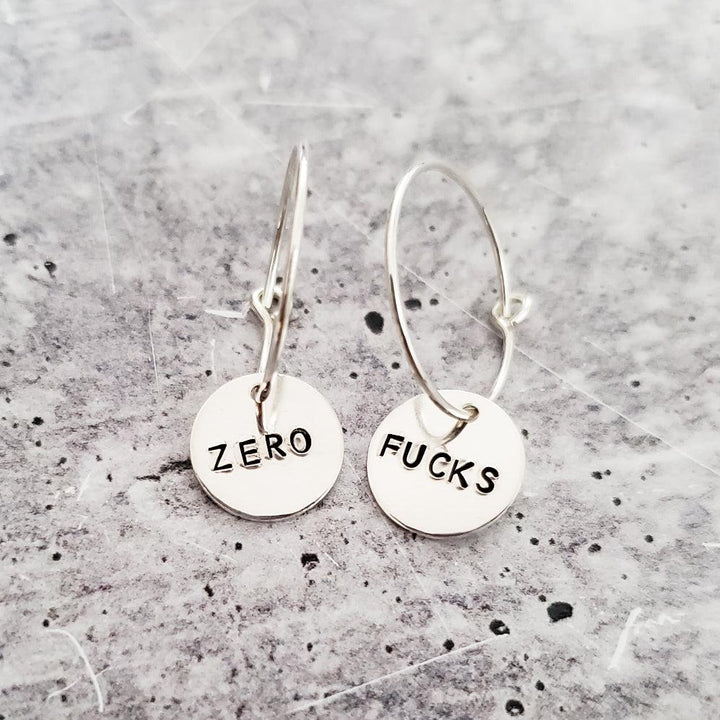 ZERO FUCKS Hoop Earrings Salt and Sparkle