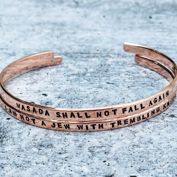 Not a Jew with Trembling Knees Adjustable Skinny Cuff Bracelet | Dainty Jewish Jewelry Salt and Sparkle