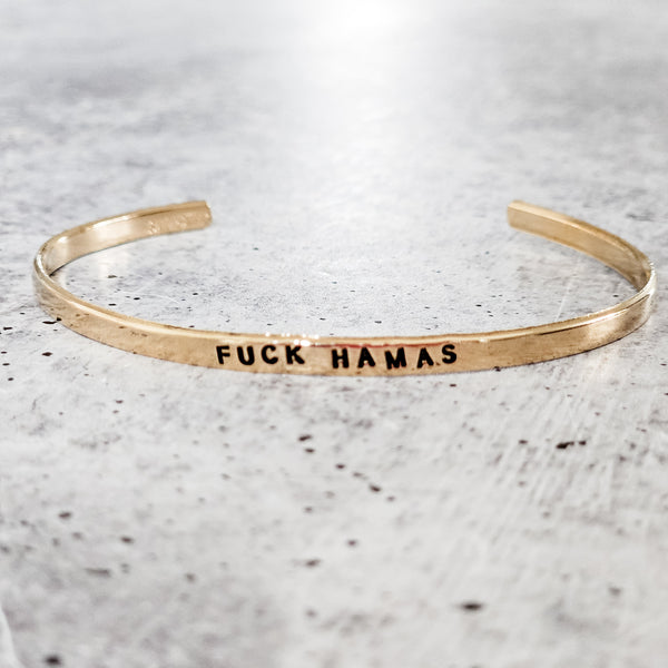 F*ck Hamas Adjustable Skinny Cuff Bracelet | Dainty Jewish Jewelry Salt and Sparkle